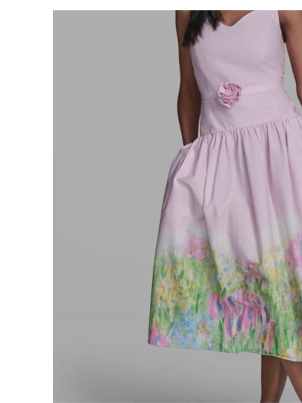 Karl Lagerfeld Pink Floral Dip-Dye Midi Dress - Picture 3 of 6